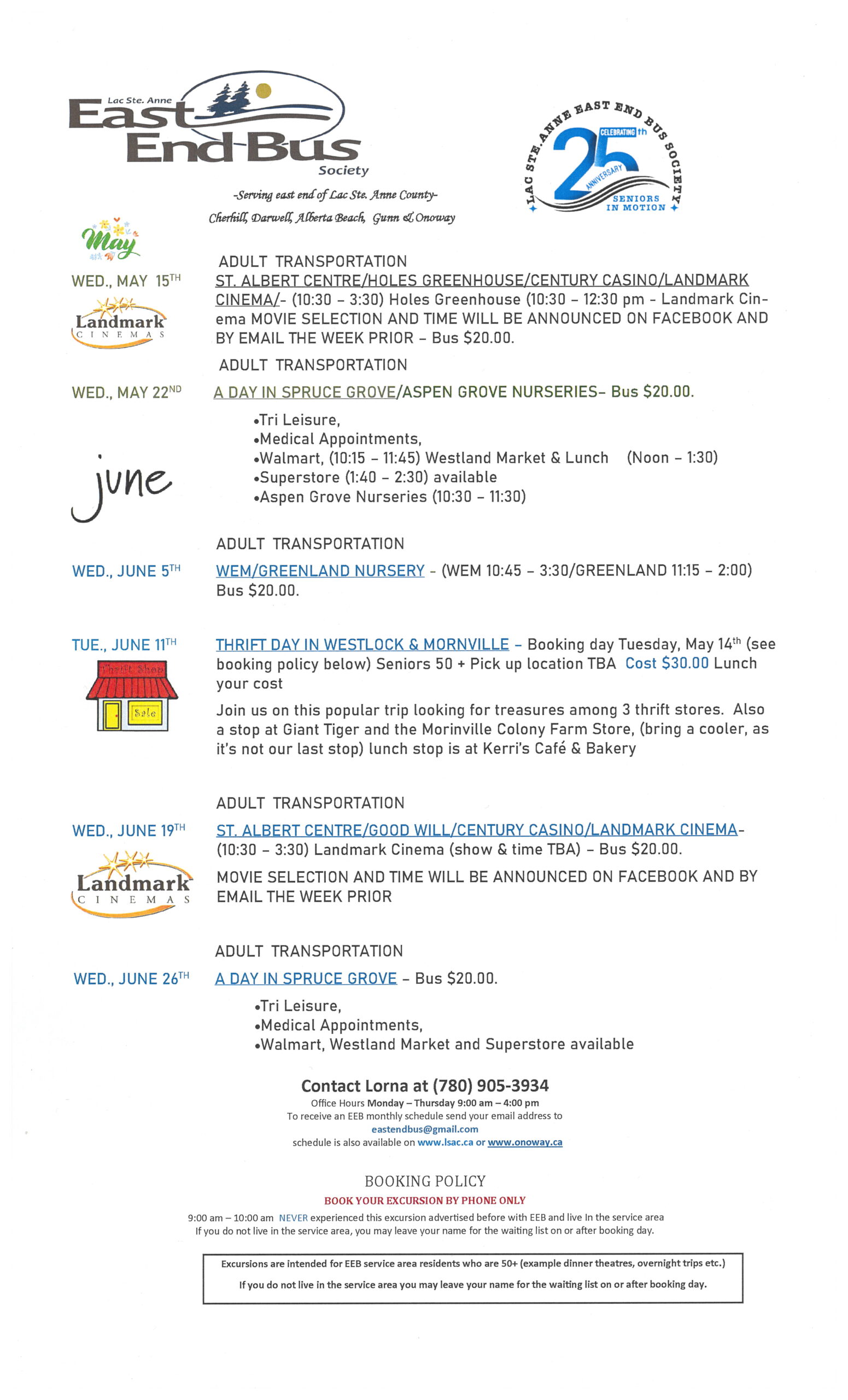Lac Ste. East End Society Bus Schedule